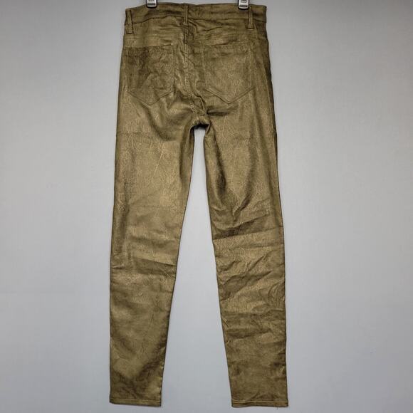 Tractr Pants Womens 6 Green Metallic Core Skinny Mid Rise Stretch Glam Rock Bold - Picture 14 of 16